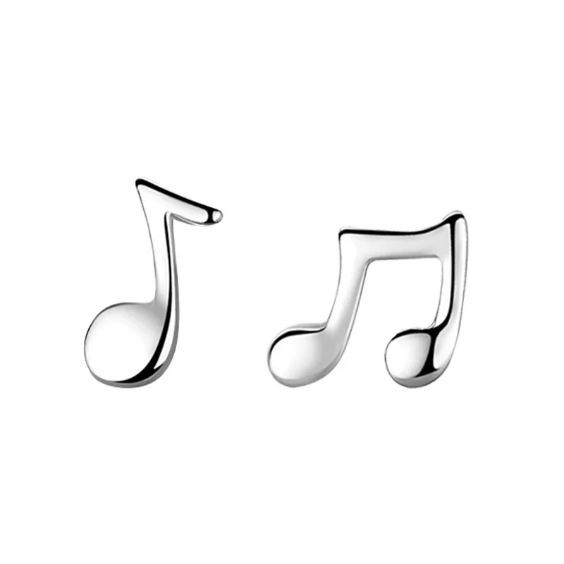 Korean Version Asymmetric Musical Note Earrings Female Trend Creative Beating Music Symbol Silver Colour Ear Jewelry