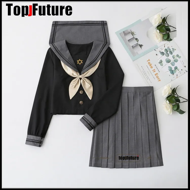 JK-falda de uniforme de estrella básica japonesa, traje de marinero, uniforme de clase para estudiantes, uniforme escolar, traje de marinero, camisa superior