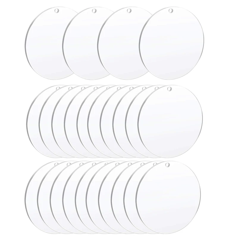 24Pcs/Set 4 In/10cm Acrylic Keychain Blanks Clear Acrylic Circles Disc Ornaments Blanks for DIY Keychain and Craft Projects