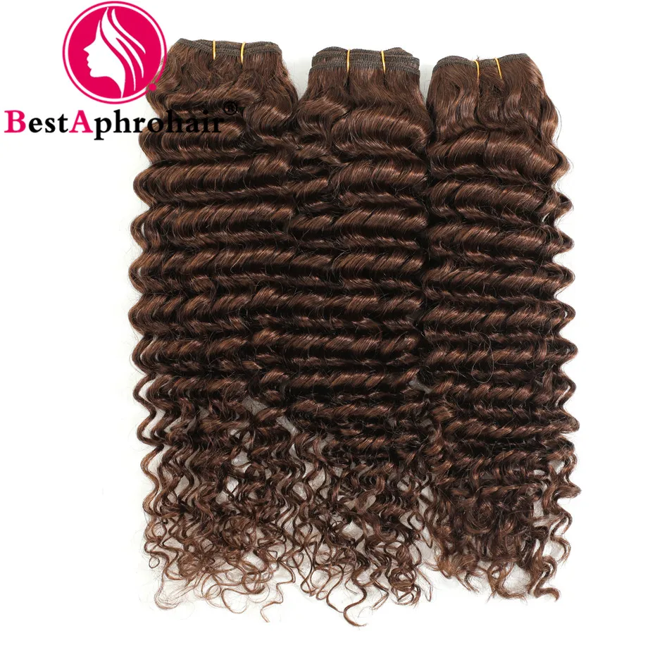 

3 Bundles Deep Curly Bundles Brazilian Hair Weave Bundles Colored Bundles Light Brown Color Remy Human Hair Bundles 8-24 Inch