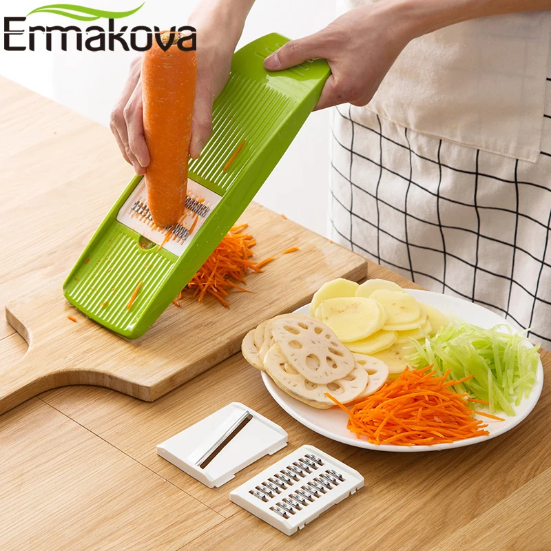 ERMAKOVA Mandoline Slicer Vegetable Slicer Vegetable Peeler Onion Cutter Potato Carrot Grater Juilienne Slicer with 3 Blades