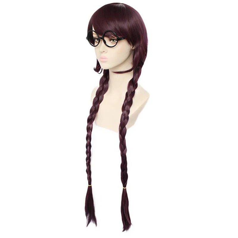 Jogo danganronpa dangan-ronpa toko fukawa moda cabelo longo cosplay festa traje peruca com óculos + touca peruca