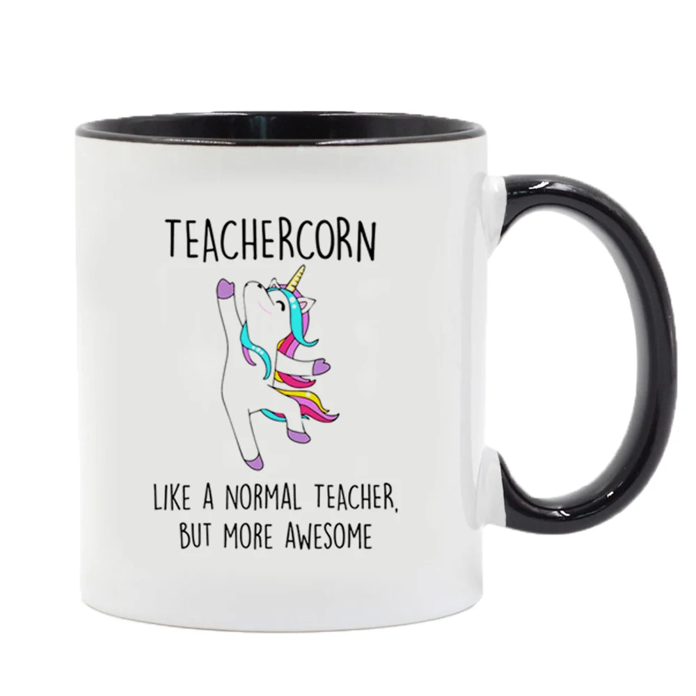 Teachercorn coffee Mug 350ml Ceramic Funny Unicorn Gift Mug for your Teacher Cup