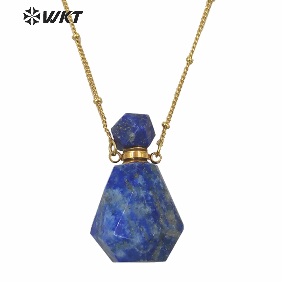 

WT-N1162 WKT Yellow Citrines Smokey Amethysta Rose Crystal Necklace Perfume Bottle Shape Pendant With Gold Chain Accessories