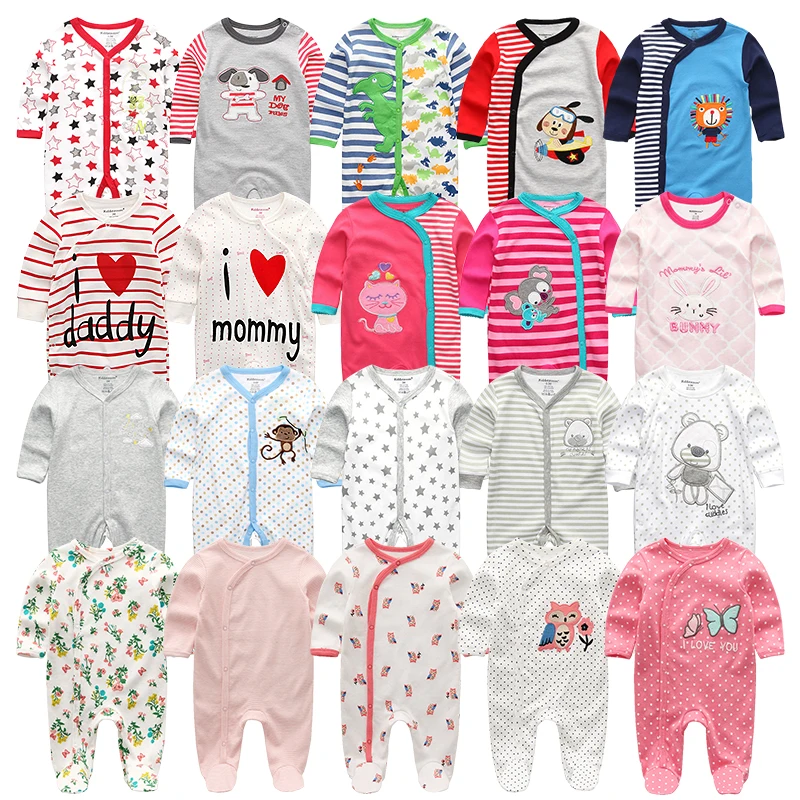 2021 2 3 4 pcs/lot Summer Baby Boy roupa de bebes Newborn Jumpsuit Long Sleeve Cotton Pajamas 0-12 Months Rompers Baby Clothes