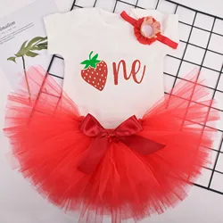 Baby Girl primo compleanno Tutu outfit Red Strawberry 1 ° compleanno festa Tutu costume Baby Shower Party compleanno Tutu Outfit