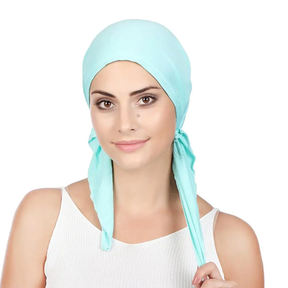 Muslim Pre-Tied Scarf Chemo Beanies Bonnet Caps Women Turban Hat Headwear Headscarf Wrap Cancer Bandanas Hair Accessories