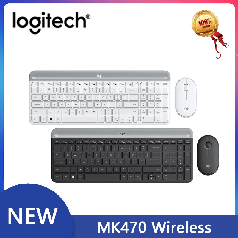 Logitech MK470 wireless mute keyboard and mouse set pebble modeling mouse keyboard set portable business