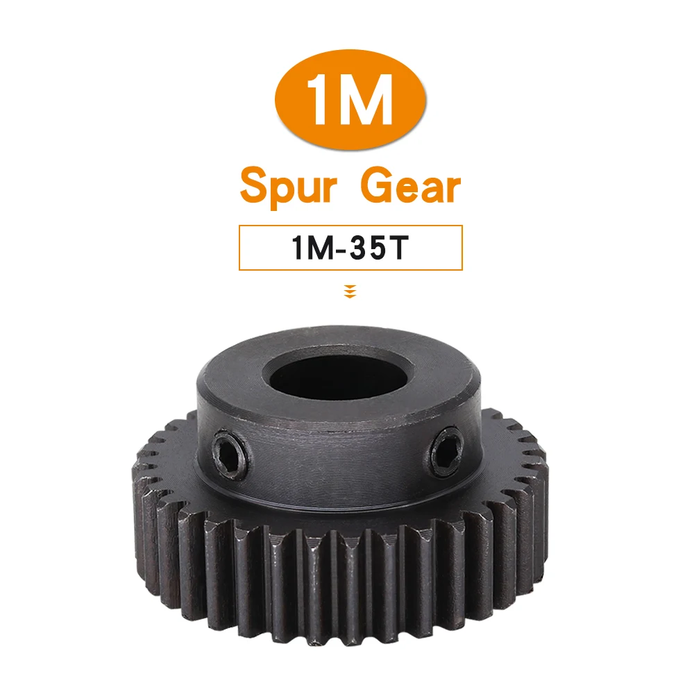 Module 1 Motor Gear 1M-35Teeth SC45#Carbon Steel Material Blackening Spur Gear Bore Size 6/6.35/7/8/10/12/12.7/14/15/16/17 mm