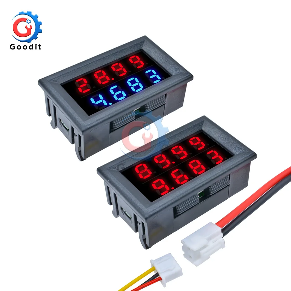 Digital DC Voltmeter Ammeter 4 Bit 5 Wires DC 100V 200V 10A Voltage Current Amp Panel Meter Power Supply LED Dual Display Meter