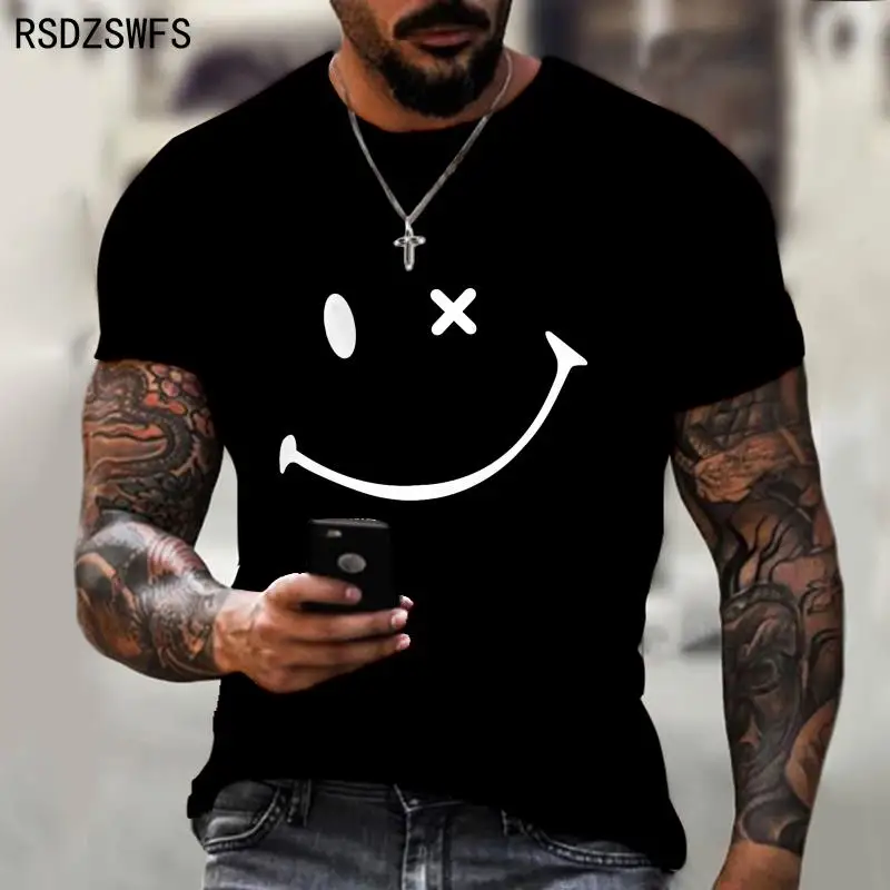 2021 design simple smiling face funny and humorous design men\'s and women\'s T-shirt Spoof bad style Tops Tees Size xxs-5XL