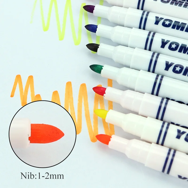 YOMIXMAX DIY Textile Painted Marker Pen 8/12 Colors Doodle/Graffiti Hand Painting Brush T-shirt/Clothes/Bag/Shoe Coloring Dyeing