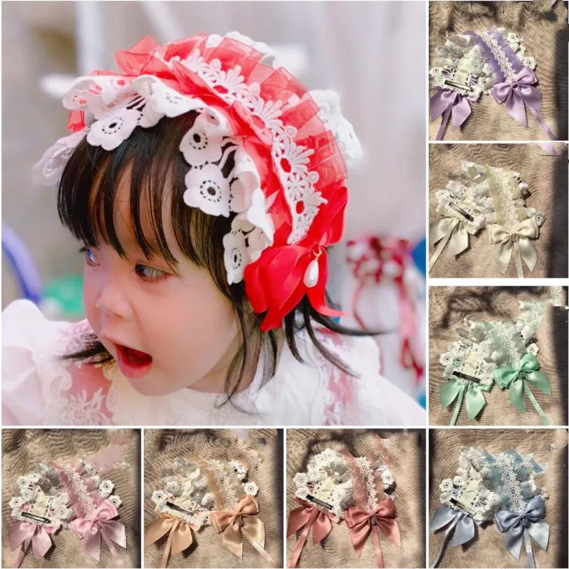 

Children's Lolita Hair Band Headdress Bowknot Lace Princess Hair Accessories Hairpin Spain Retro Palace Headdress A56