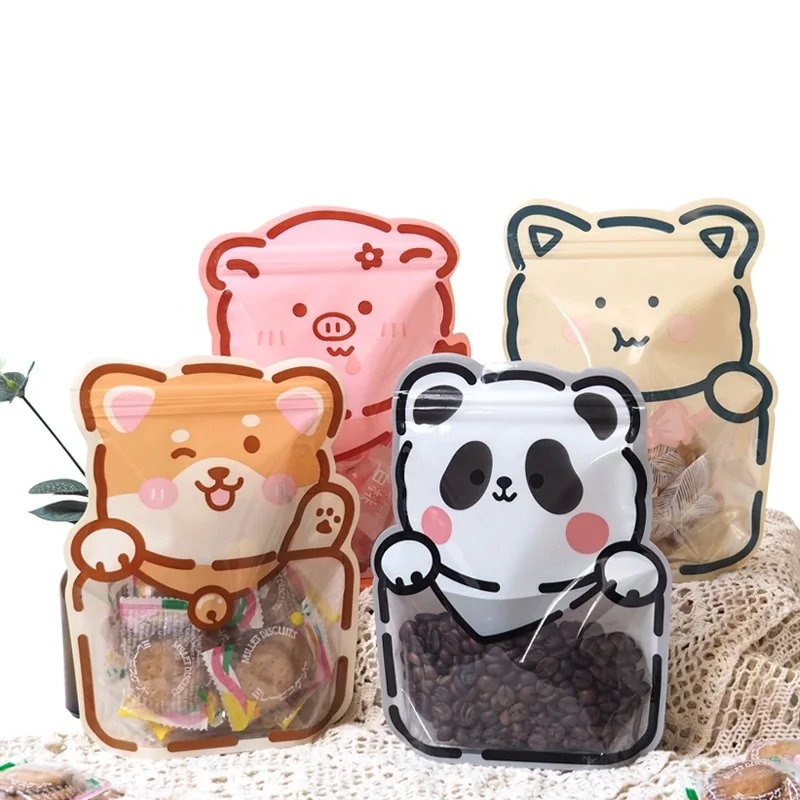 

500Pcs/Lot 4 Styles Cute Cartoon Bear Snack Bag Self Sealing Bag Hand Baked Food Package Small Fine Ziplock Bag