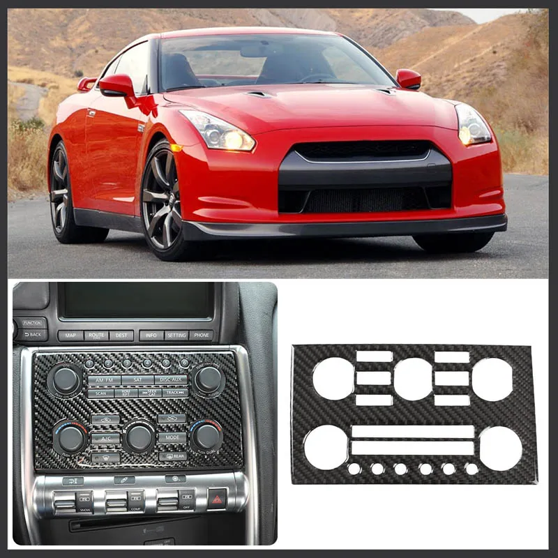 

For Nissan GTR R35 2008-2016 car styling soft carbon fiber central control volume panel frame sticker car interior accessories