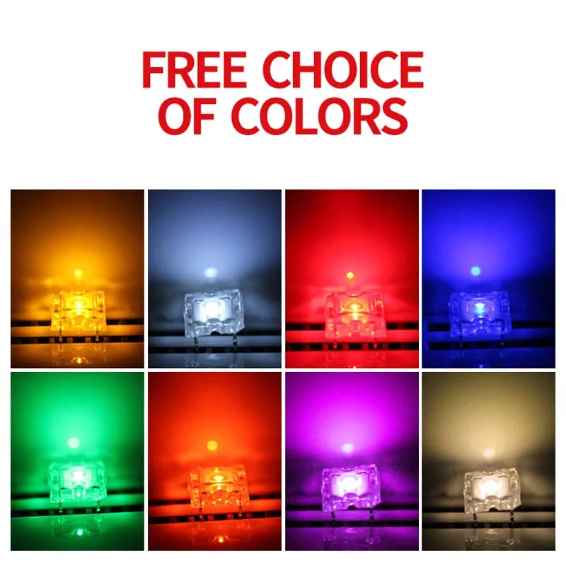 1000PCS 3MM5MM Flat Top Piranha Red Yellow Blue Green White Four leg LED Direct light lamp beads