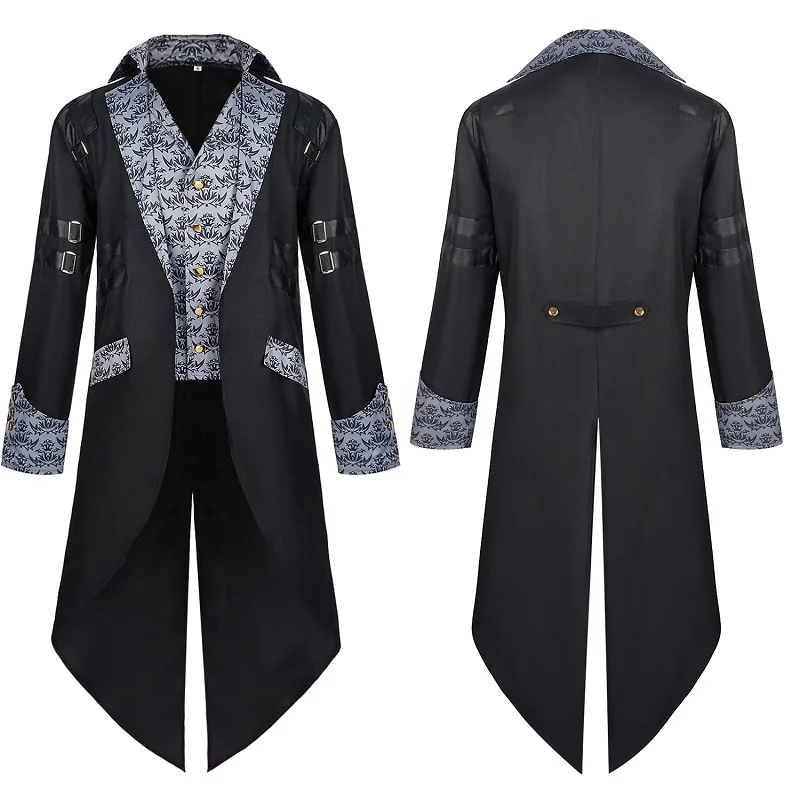 Mężczyźni Victoria Edwardian Steampunk trencz sukienka znosić Vintage książę płaszcz średniowieczna renesansowa kurtka przebranie na karnawał