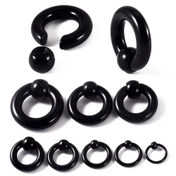 1PC Black Acrylic Big Large Size BCR Giant Captive Bead Ring Ear Taper Plug Expander Guauge Male Nose Ring Piercing Body Jewelry