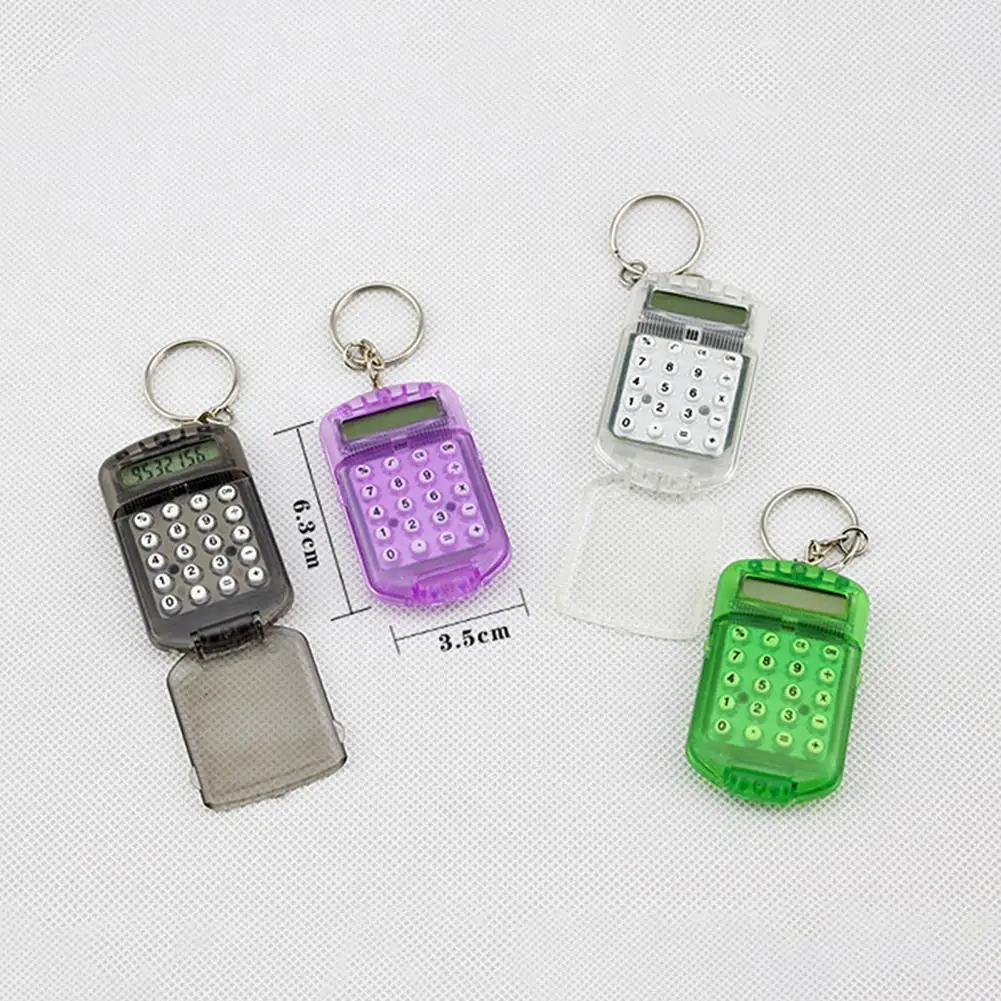 Calculator Creative Convenient Electronic Mini Calculator Bag Charm Keychain for School（Random Color）