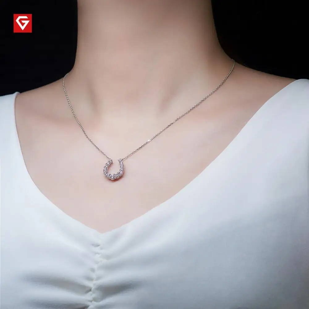 GIGAJEWE 1.09ct 2-3.5mm D Color Round 18K White Gold Moissanite Pendant Necklace Diamond Test Passed Jewelry Woman Girl Gift