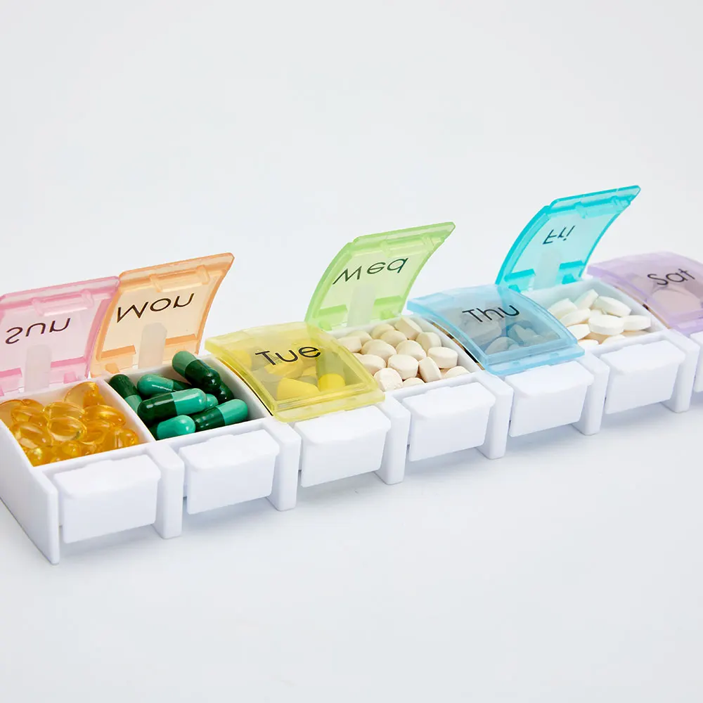 7 Days Weekly Pillbox Tablet Holder Medicine Storage Case Drug Container Pill Box Tablet Storage Box Organizer 7 Cells Pill Case