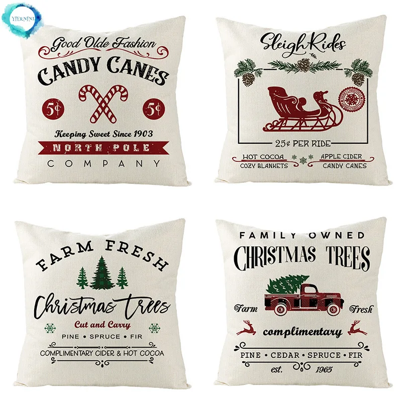 

Christmas Pattern Cotton Linen Square Throw Pillow Case Sofa Decorative Cushion Cover Pillow Cover Fundas De Cojin 45X45CM