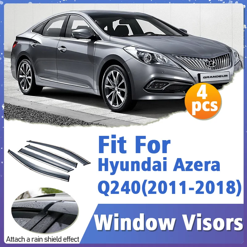 

Window Visor Guard for Hyundai Azera Q240 2011-2018 Vent Cover Trim Awnings Shelters Protection Sun Rain Deflector Accessories