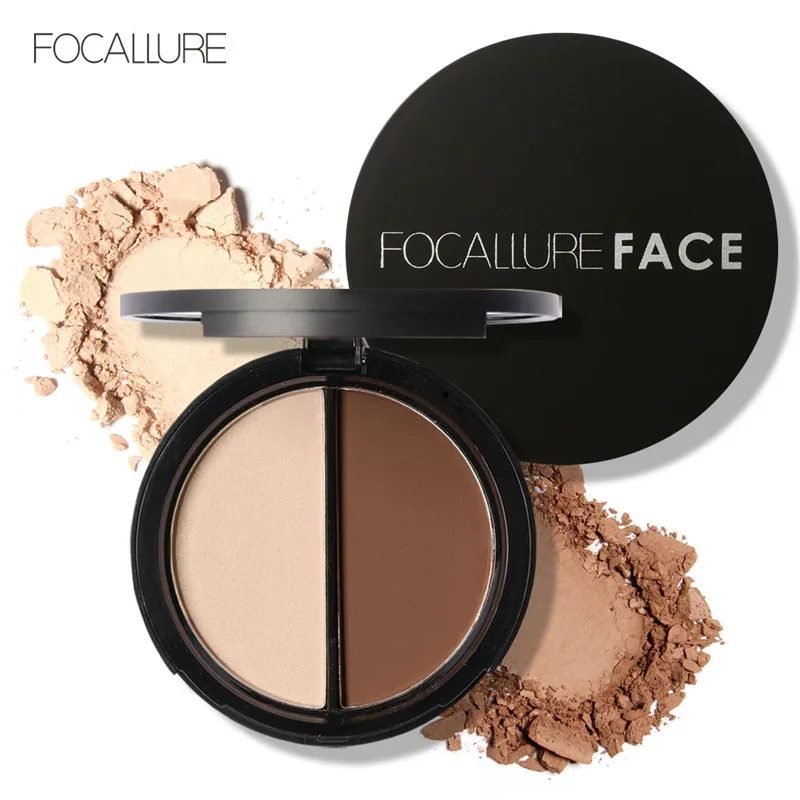 Focallure Highlighter Bronzer Shadow Palette Brighten Skin Nose Shadow Face Contour Makeup Cosmetics with Mirror