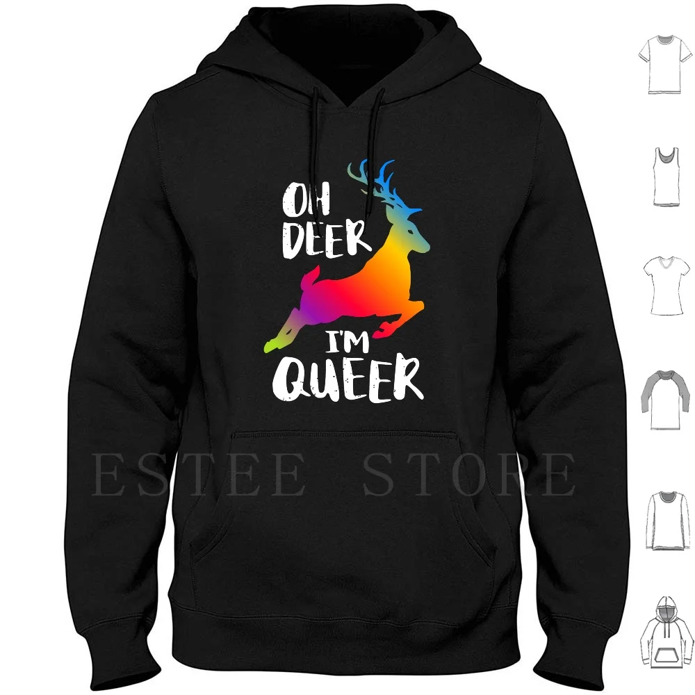 سترة بغطاء للرأس بأكمام طويلة I'm Queer Oh Dear Im Queer Buck Hunt Hunter الصيد الصيد في الهواء الطلق قوس قزح ملون
