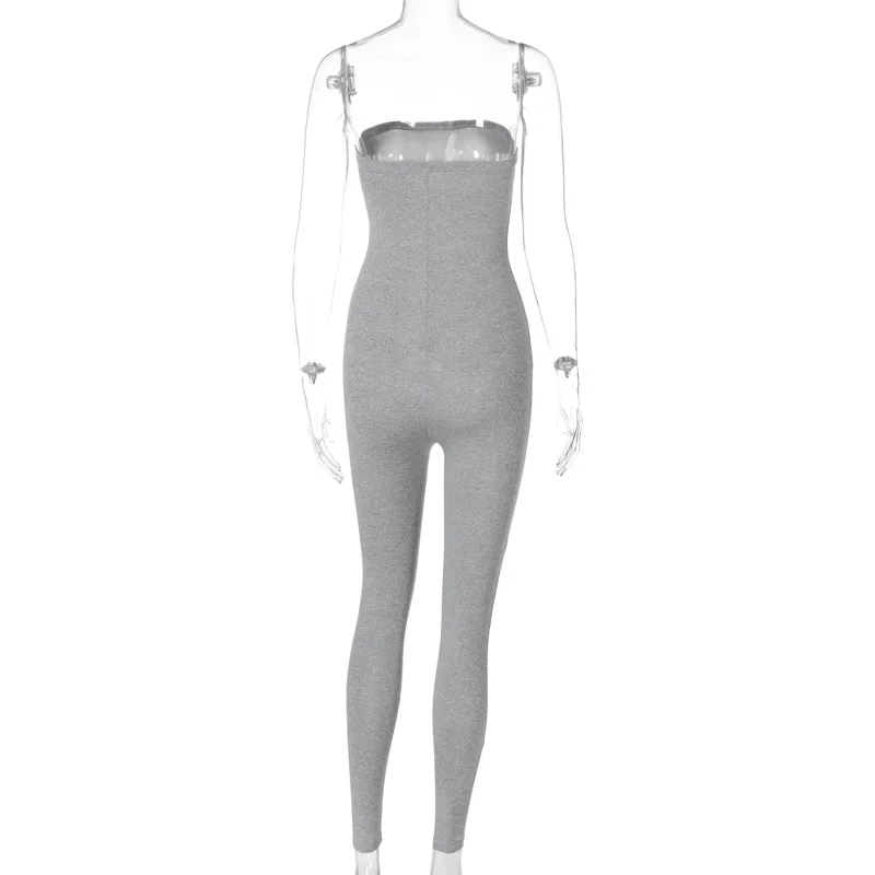 Bkld Herfst Kleding Club Outfits Voor Vrouwen 2024 Nieuwe Mode Sexy Slanke Effen Kleur Bodycon Strapless Een Stuk Jumpsuit