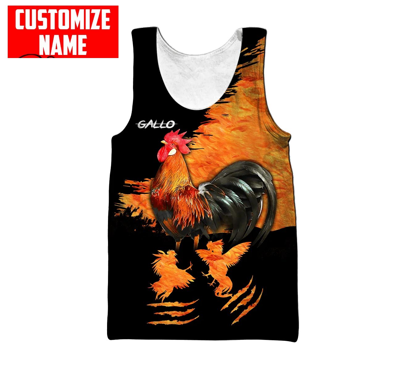 PLstar Cosmos 3DPrinted Newfashion Rooster Custom Name Harajuku Casual Tank Top Vest Unique Unisex Men/Women Sleeveless Style-1