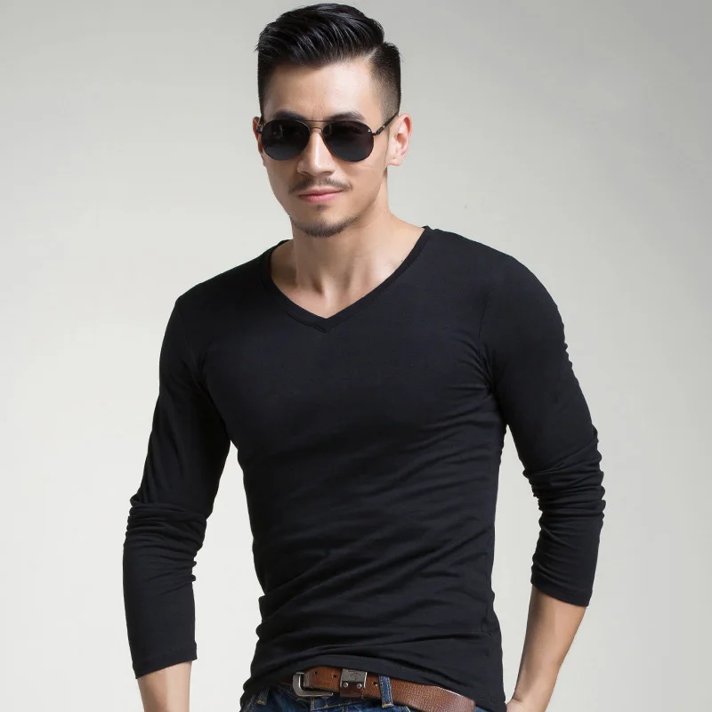 Quality Men's T-shirt Short Sleeve Men's O-neck Slim Solid Color Long Sleeve Men's T-shirt 2021 New Men's T-shirt Clothing