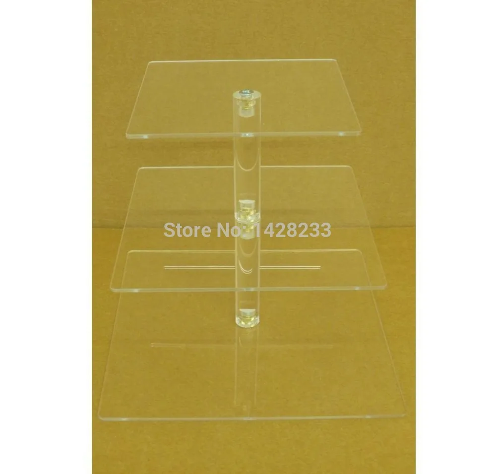 

wedding decoration/ transparent beautiful design 3 tier square acrylic cake stand