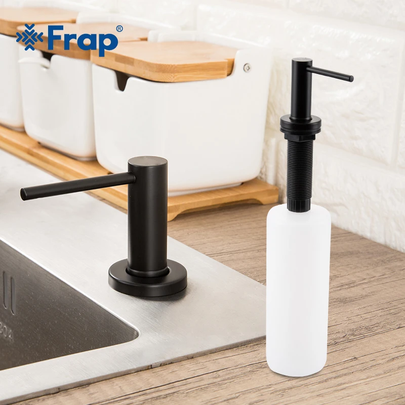 Frap Black Stainless Steel Liquid Soap Dispenser Kitchen Sink Hand Soap Dispenser ABS Plastic Bottle Kitchen Accessorie Y35001-1