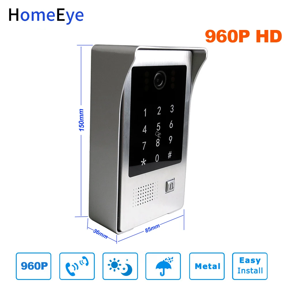 Tuya Smart Life App WiFi IP Video Door Phone Video Intercom Code Keypad/RFID Card/APP Unlock Motion Detection Access Control