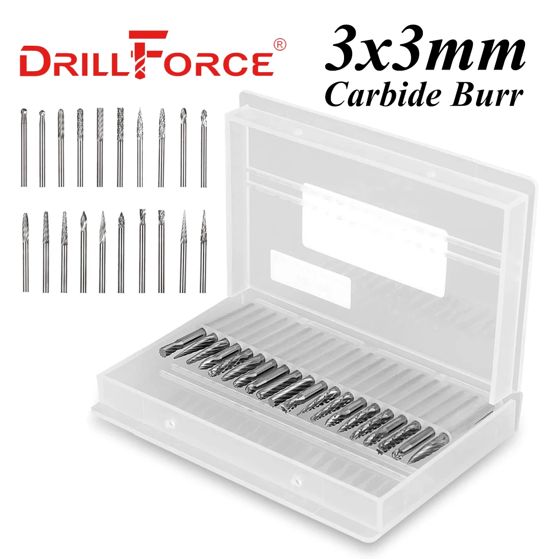 

Drillforce 3x3mm Tungsten Carbide Milling Cutter Rotary Tool Burr CNC Engraving Abrasive Metal Drawing Milling Polishing Tools