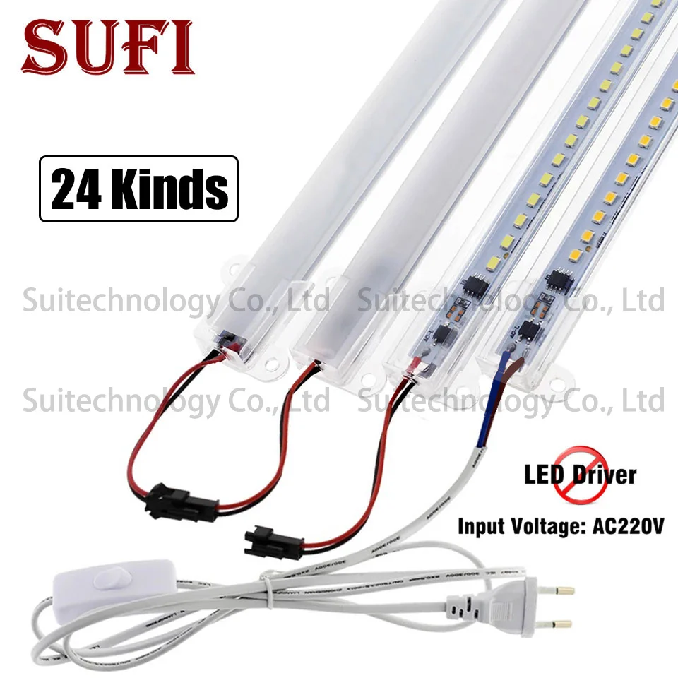 고휘도 LED 바 라이트, 에너지 절약 LED 형광 튜브, AC 220V, 20cm, 30cm, 40cm, 50cm, 60cm, 5 개