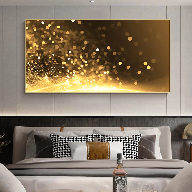 

Abstract Black and Gold Canvas Painting Scandinavian Posters and Prints Nordic Modern Wall Art Picture for Living Room Decor