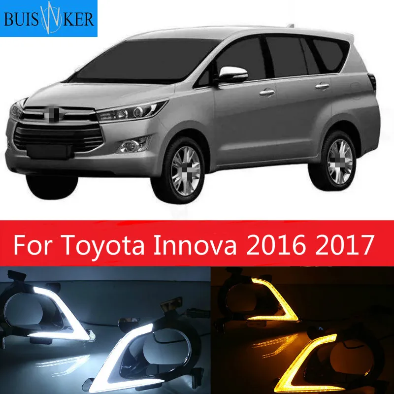 

For Toyota Innova 2016 2017,Turning Yellow Signal Style Relay Waterproof ABS Car DRL LED Daytime Running Light Daylight