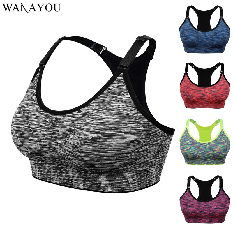 WANAYOU Fitness Yoga Sports Top for Women,Adjustable Spaghetti Strap Womens Sports Shirts,Quick Dry Running Gym Athletic Bra Top