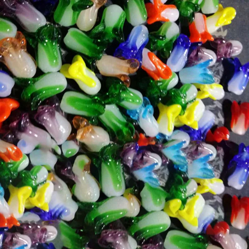 10pcs/lot About 10x20mm Mix Color Cabbage Shape Lampwork Beads For Jewelry Making DIY Loose Handmade Lampwork Glass Beads