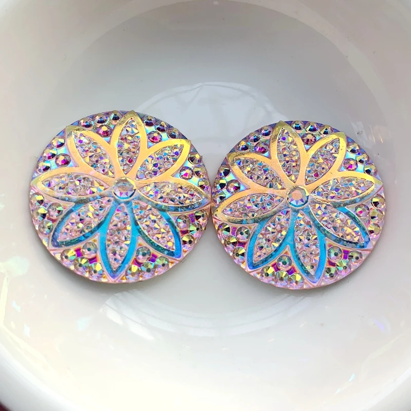 18pcs 25mm flower rhinestone flat back resin sewn on crystal rhinestone beads DIY crystal trim E884