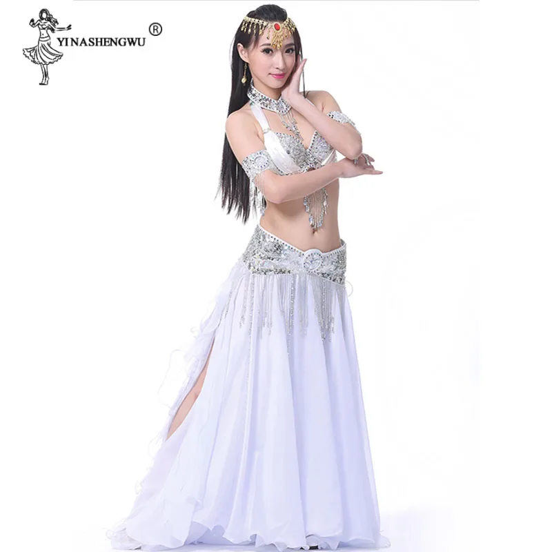 Belly Dance Costume Belly Dance Sets Wear Split Skirt Belly Dance Bra Belt Sequins Diamond Belly Dancing Stage Hot Women New