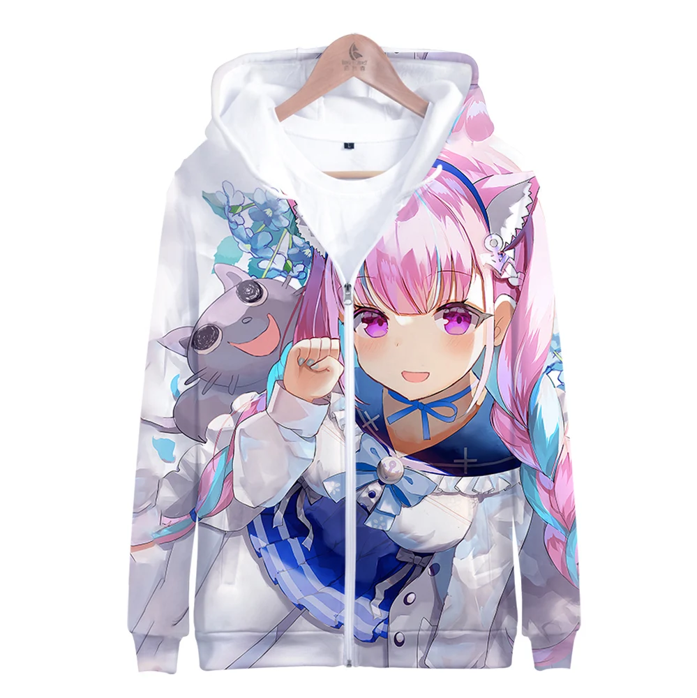

HOLOLIVE VTuber minato aqua 3D printing autumn and winter Holiday passionate style Men/Women casual Kawaii Zip hooded hoodie