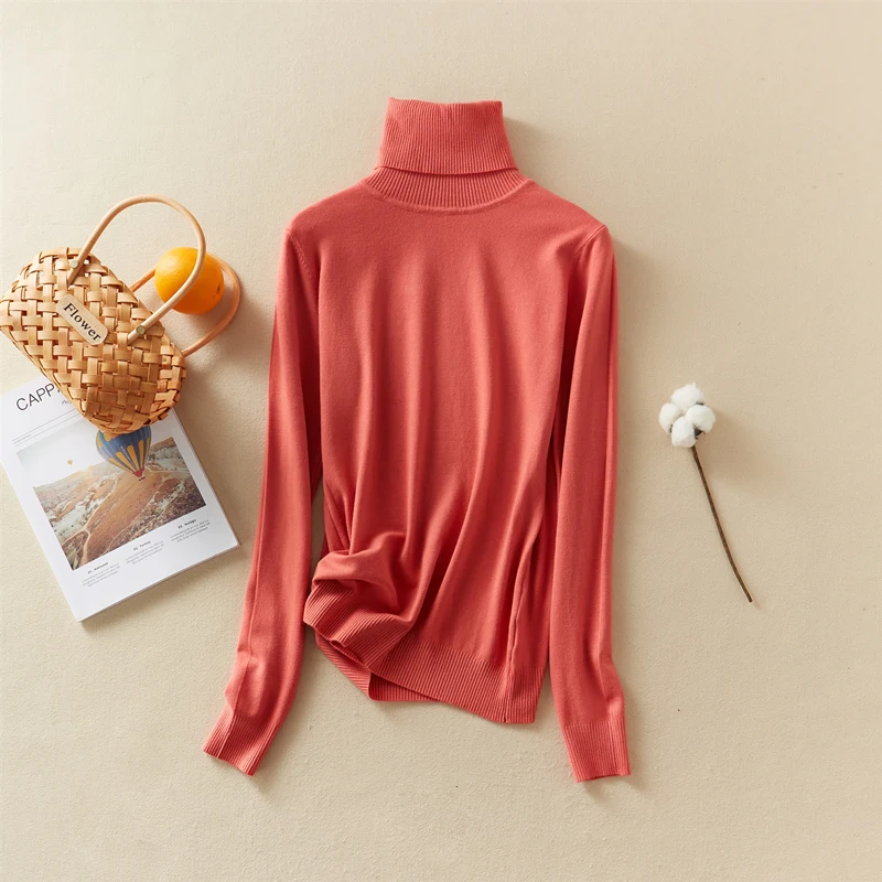 Marwin-Jersey de cuello alto para mujer, jersey de gran tamaño, de punto grueso, sólido, otoño e invierno, novedad