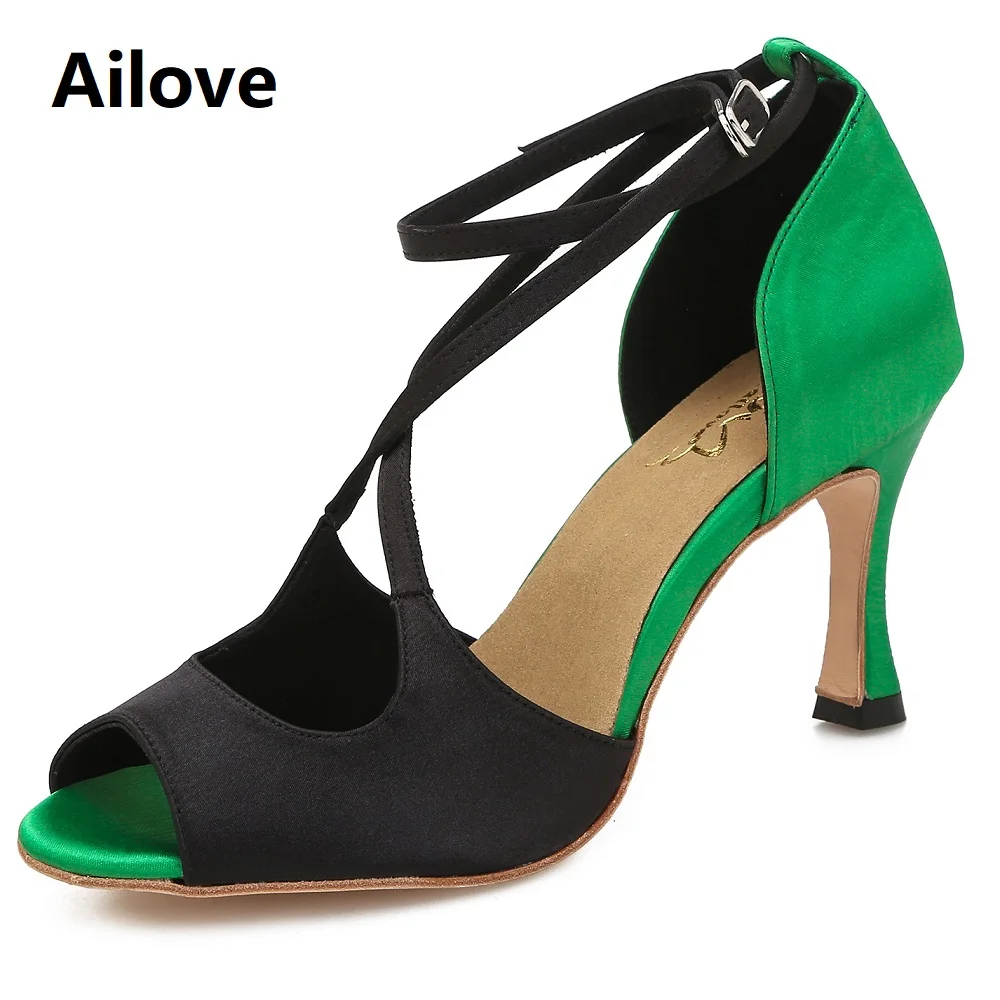 Ailove Tango Ballroom Dance Shoes Women Salsa Latin Swing Party Sandals with Tango Hard Outsole S021