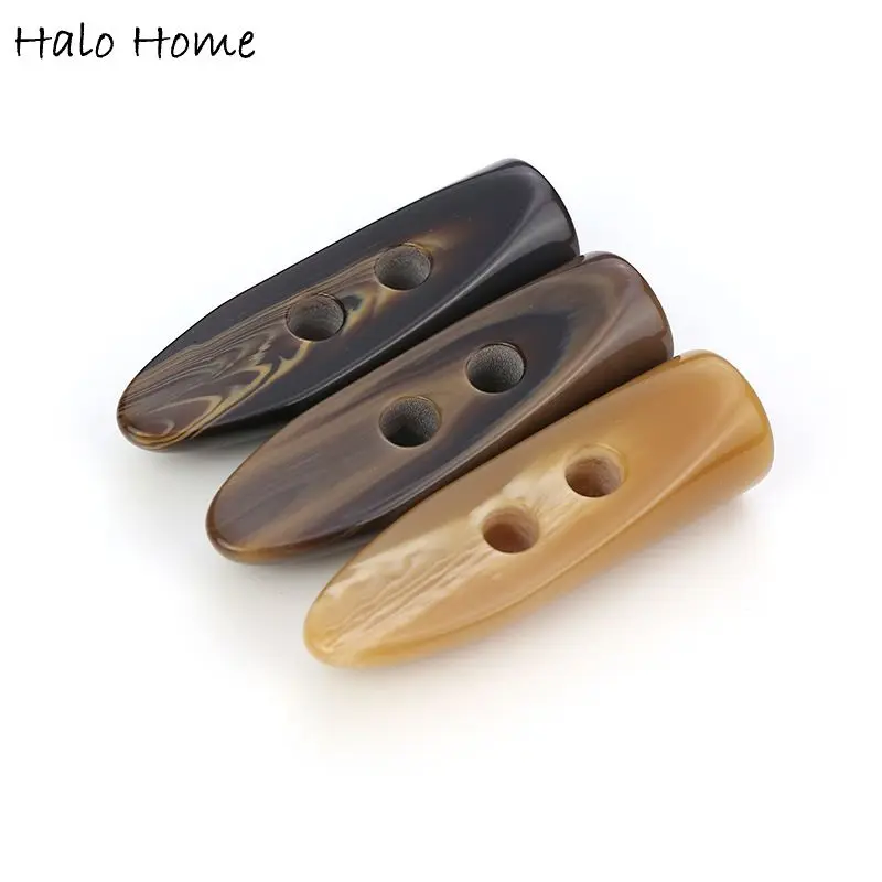 5pcs 2 Hole Resin Bullet Shape Toggle Button Sewing Craft Accessory Compatible Clothing Coat Jacket Blazer Sweater Bag Box 50mm