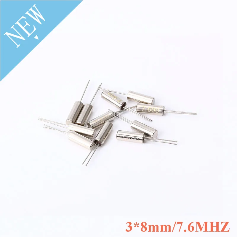 10 шт./лот резонаторный генератор частоты кварцевый кристаллический цилиндр 3*8 мм 3x8 мм 7,6 МГц 7,6 МГц комплект электроники «сделай сам»