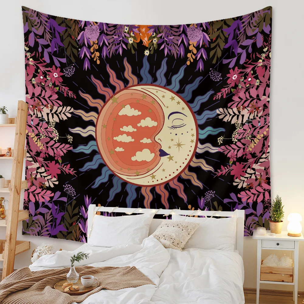 Burning Sun Tapestry Flower Vines Tapestries Vintage Floral Tapestry Mystic Tapestry Hippie Tapestry Wall Hanging Small Size