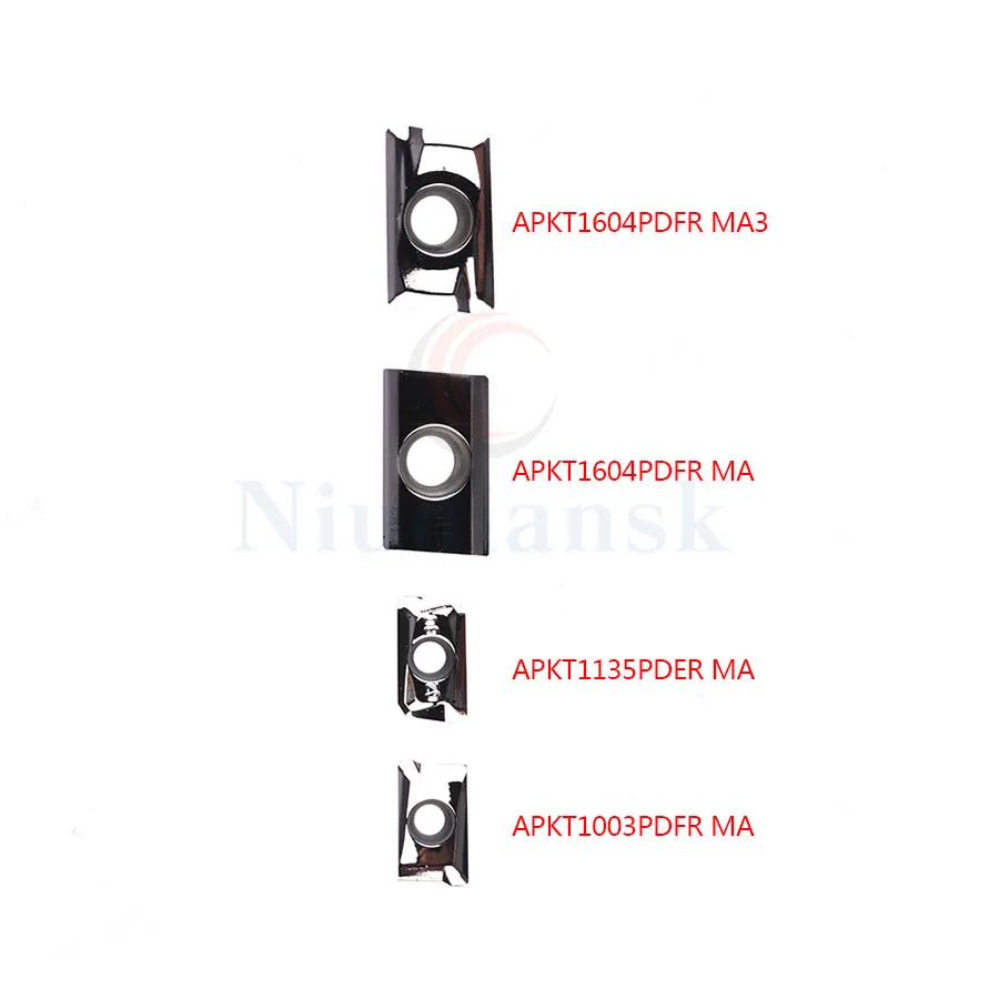 Herramienta de torneado de aluminio APKT1003PDFR APKT1135PDER APKT1604PDFR MA H01, inserción de fresado de hoja de carburo, herramienta de procesamiento de torno CNC, 10 piezas